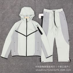 thumbnail for 25SS Fall Winter New TCH Stitching Contrast Knitted Sports Jacket Straight Leg Pants Set 326+324