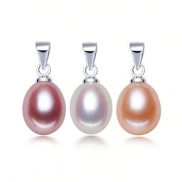 thumbnail for S925 sterling silver natural freshwater pearl pendant women's fashion simple temperament necklace earrings without chain