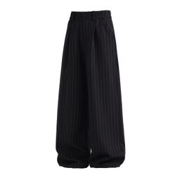 thumbnail for Old money style vertical striped pleated trousers men's spring new drape loose slacks trendy brand retro straight trousers