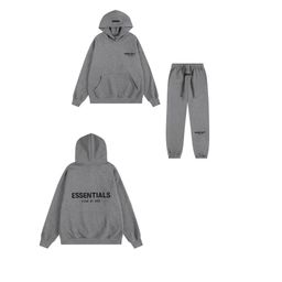 thumbnail for Foreign trade European and American fashion brand ESS fog three-dimensional letters classic autumn and winter fleece-lined men's and women's loose hooded sweater tide