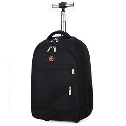 thumbnail for Foreign trade explosive manufacturers wholesale shoulder hand-held dual-purpose trolley backpack men's 18 inch double shoulder travel trolley suitcase new products