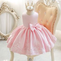 thumbnail for Girls' dresses, baby first birthday wedding flower girl dresses, cross-border pink children's hosting piano puffy skirts