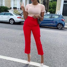 thumbnail for Independent brand 2026 spring new elegant OL professional trousers slim-fit skinny pants African high-waisted casual pants