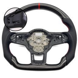 thumbnail for Suitable for Golf 7Gti Golf 7 Carbon Fiber Rline Sports Steering Wheel with Red Center Cap