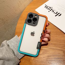 thumbnail for Capa de silicone com moldura de cor contrastante para iPhone 17, capa protetora com dissipação de calor em gradiente e cobertura total para iPhone 15, iPhone 14.