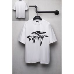 thumbnail for 25ss cross-border high quality tower tape printed letter distressed short sleeve t-shirt loose and versatile one piece wholesale